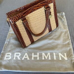 Brahmin Brown and Cream Woven Tote